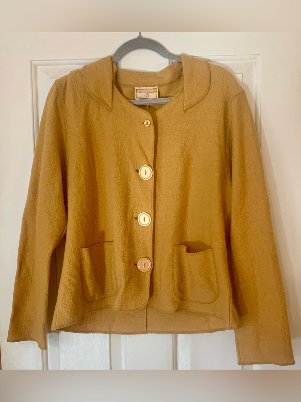 April Cornell Mustard Button-Front Wool Jacket M